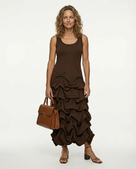 Jerseykleid Raffung in braun von FASHION