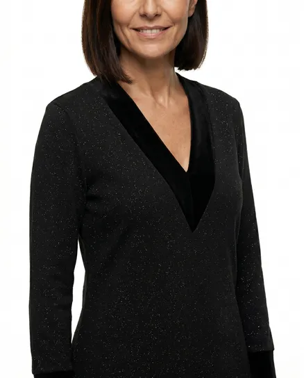 Jerseykleid V-Ausschnitt in schwarz von Quinze Heures Trente