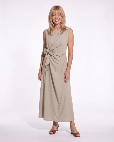 Jerseykleid Wickeloptik in beige von Made in Italy