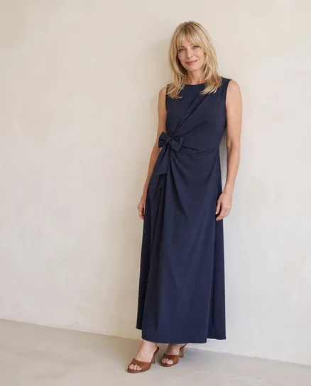 Jerseykleid Wickeloptik in blau von Made in Italy