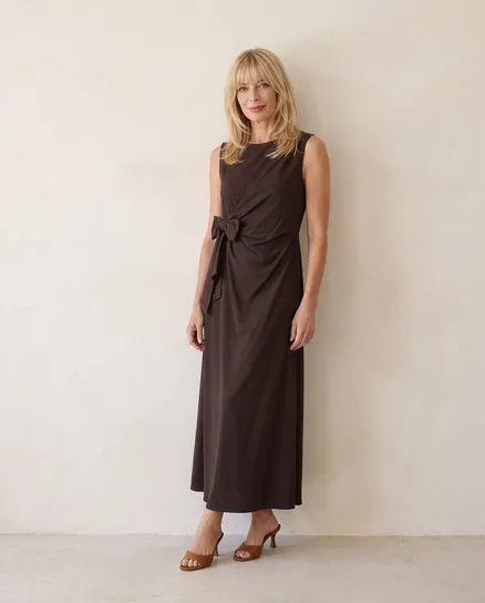 Jerseykleid Wickeloptik in braun von Made in Italy