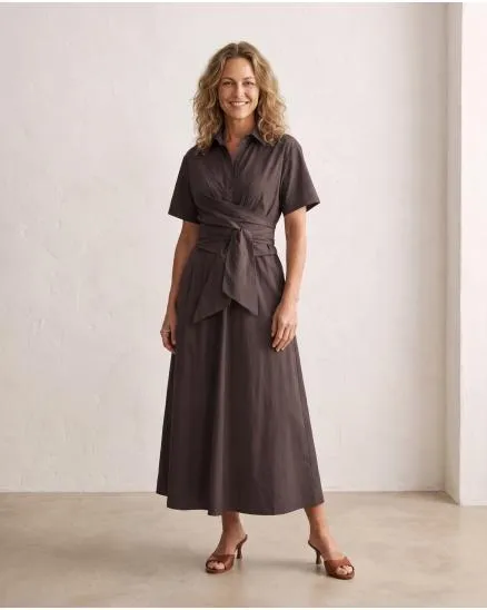 Jerseykleid Wickeloptik in braun von Made in Italy