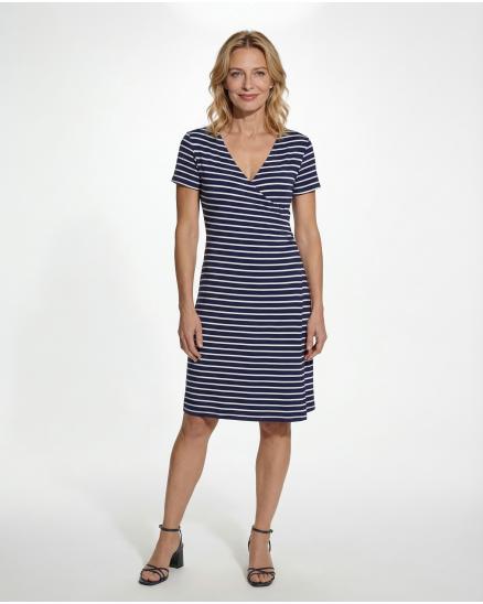 Jerseykleid Wickeloptik in gestreift von fashion made in italy