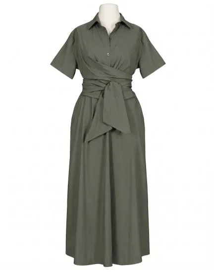 Jerseykleid Wickeloptik in khaki von Sarah