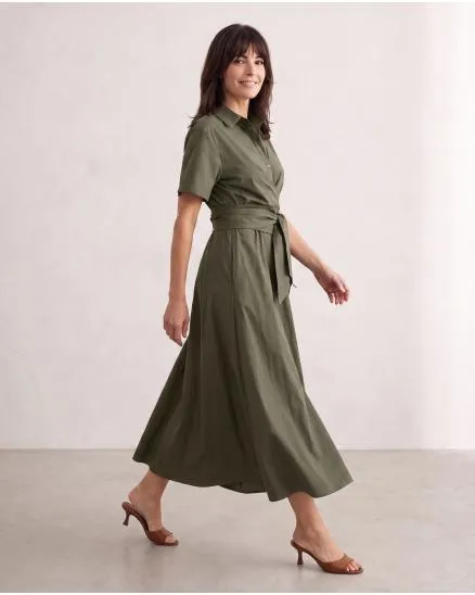 Jerseykleid Wickeloptik in khaki von Sarah