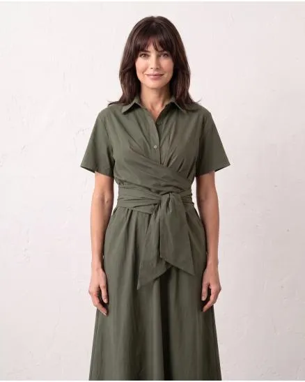Jerseykleid Wickeloptik in khaki von Sarah