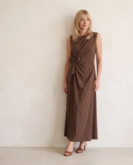 Jerseykleid Wickeloptik in mokka von Made in Italy