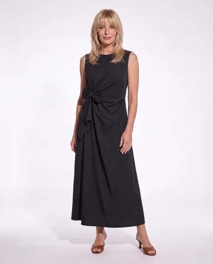 Jerseykleid Wickeloptik in schwarz von Made in Italy