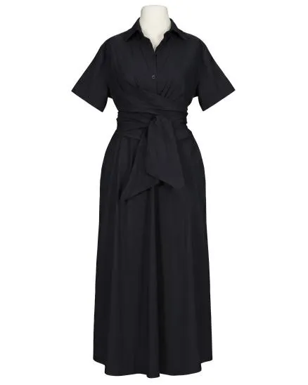 Jerseykleid Wickeloptik in schwarz von Made in Italy