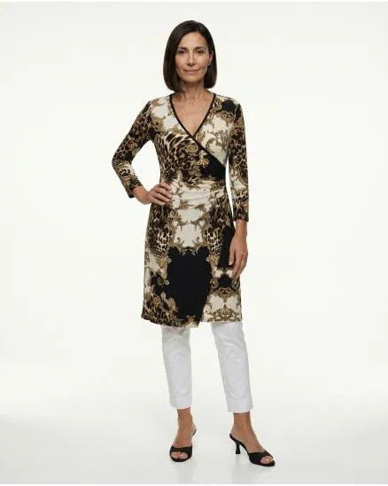 Jerseykleid Wickeloptik in schwarz von Tessuto Milano