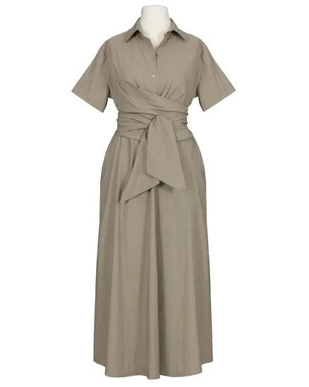 Jerseykleid Wickeloptik in taupe von Made in Italy