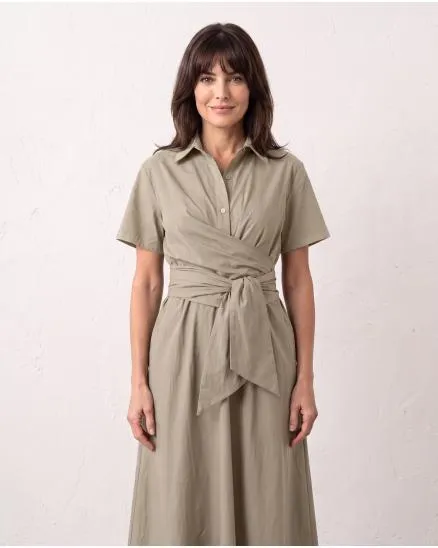 Jerseykleid Wickeloptik in taupe von Sarah