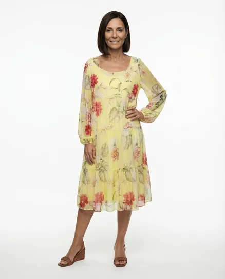 Kleid 2-tlg. mit Seide in gelb von Made in Italy