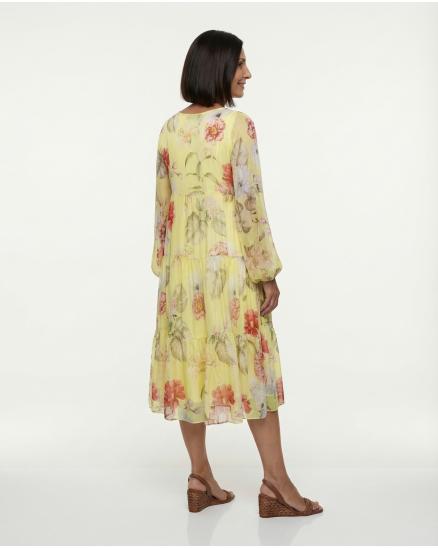 Kleid 2-tlg. mit Seide in gelb von Made in Italy