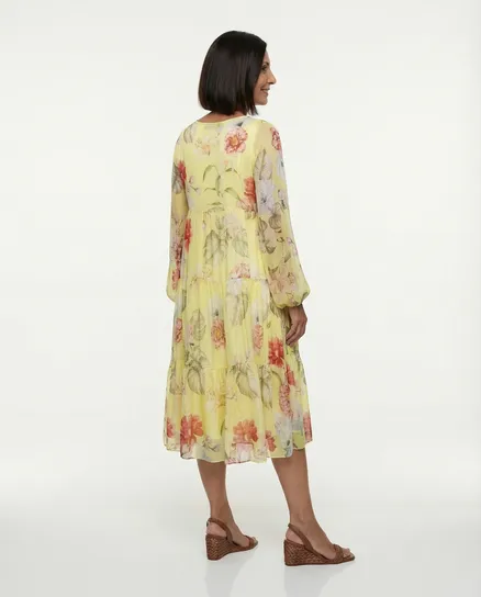 Kleid 2-tlg. mit Seide in gelb von Made in Italy