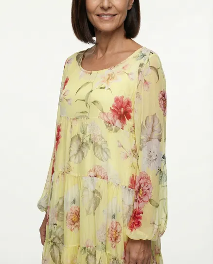 Kleid 2-tlg. mit Seide in gelb von Made in Italy