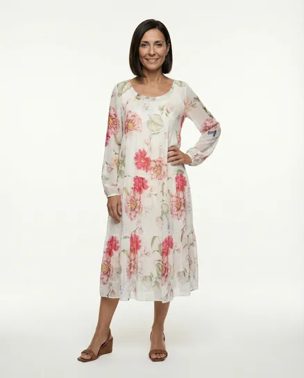 Kleid 2-tlg. mit Seide in wei� von Made in Italy