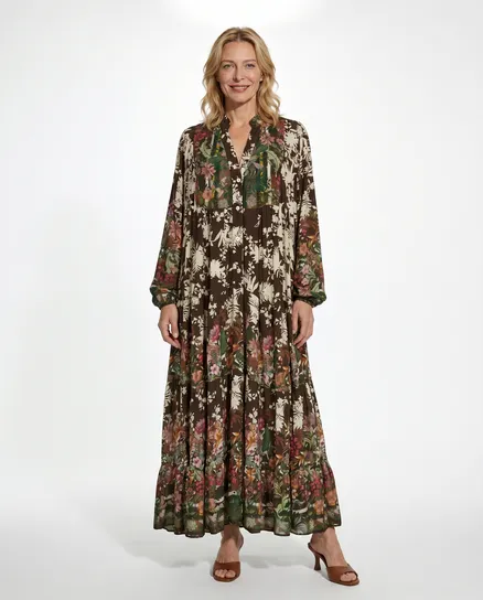 Kleid A-Linie Floral in braun von H. Trend