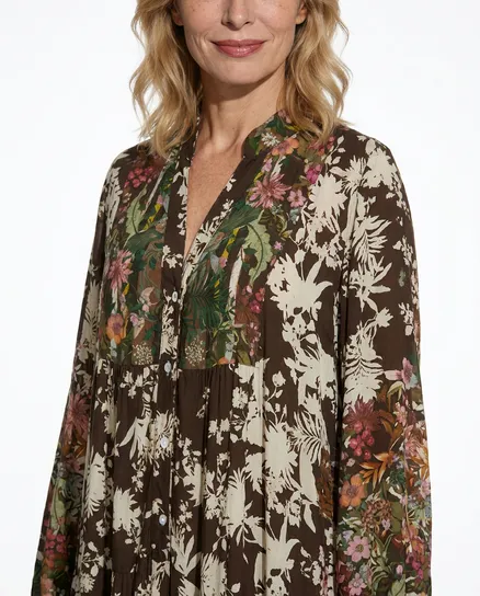 Kleid A-Linie Floral in braun von H. Trend