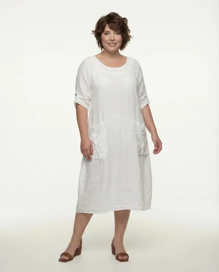 Kleid A-Linie Leinen in wei� von Diana
