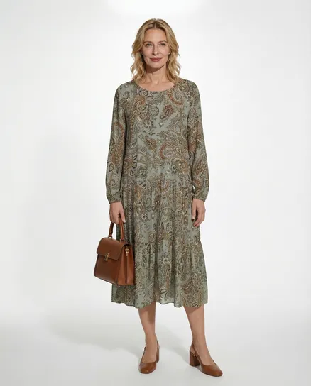 Kleid A-Linie mit Seide in grau von Diana