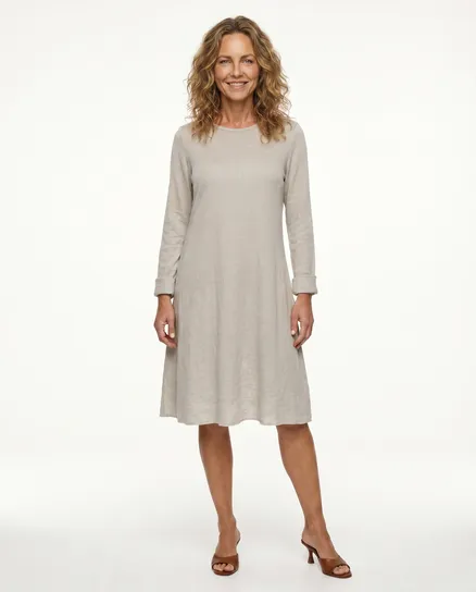 Kleid A-Linie mit Viskose in beige von Diana
