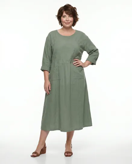 Kleid mit Stickerei in salbei von Made in Italy