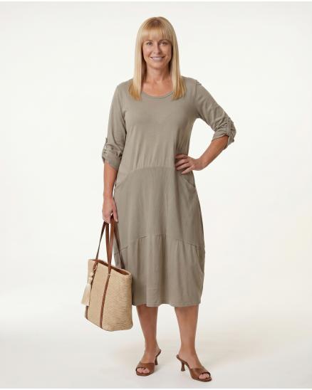 Kleid Ballonschnitt in braun von Spaziodonna