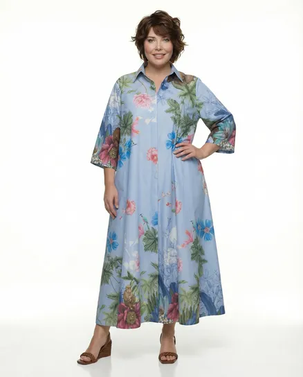 Kleid Baumwolle in hellblau von Blu Royal