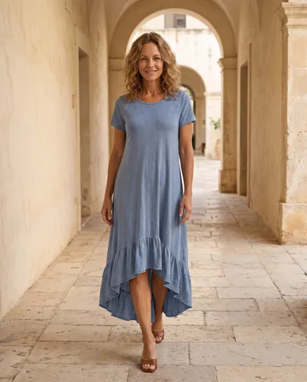 Kleid Baumwolle in hellblau von Esvivid