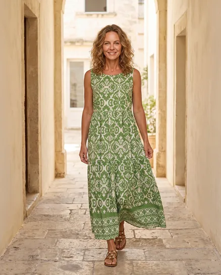 Kleid Baumwolle in khaki von Made in Italy