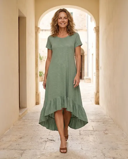 Kleid Baumwolle in khaki von Esvivid
