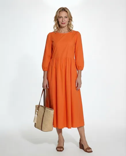 Kleid Baumwolle in orange von Made in Italy