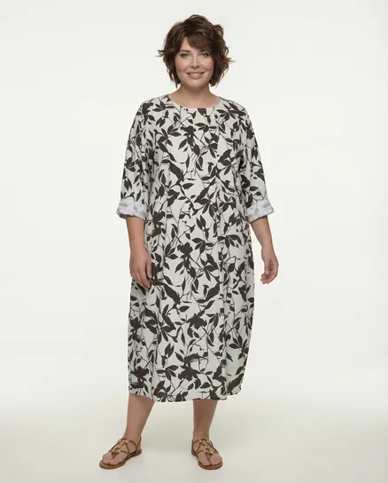 Kleid Baumwolle Floral in braun von Made in Italy