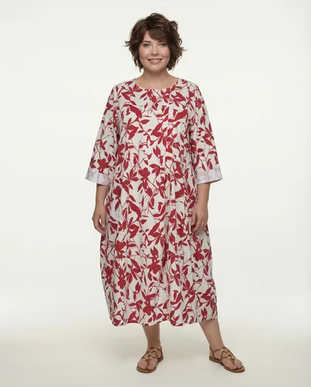Kleid Baumwolle Floral in rot von Made in Italy