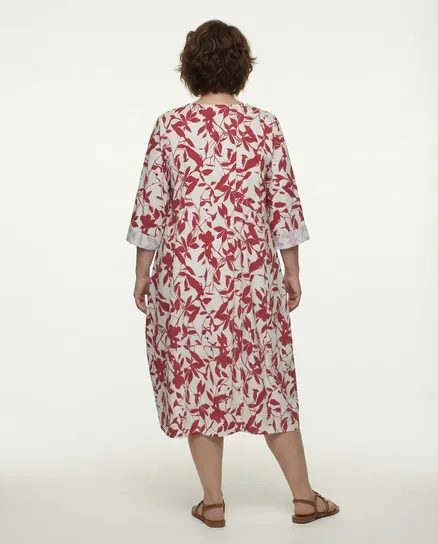 Kleid Baumwolle Floral in rot von Made in Italy