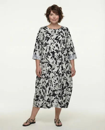 Kleid Baumwolle Floral in schwarz von Made in Italy
