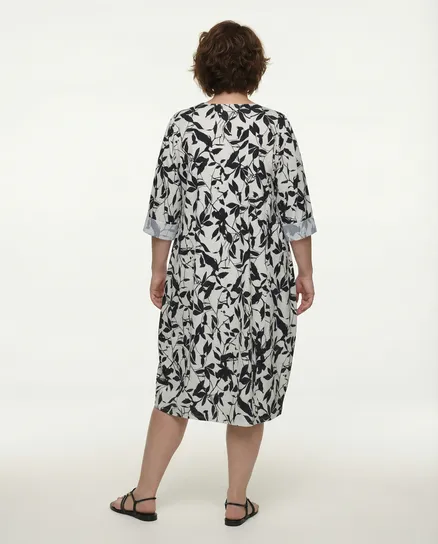 Kleid Baumwolle Floral in schwarz von Made in Italy