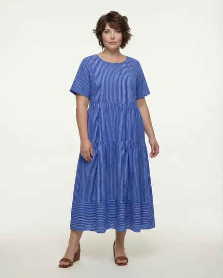 Kleid Baumwolle mit Streifen in royalblau von Made in Italy