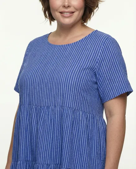 Kleid Baumwolle mit Streifen in royalblau von Made in Italy