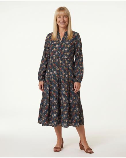 Kleid Blumenmuster in blau von Made in Italy