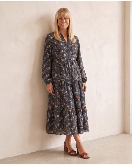 Kleid Blumenmuster in blau von Made in Italy