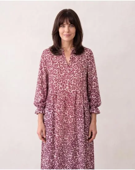 Kleid Blumenmuster in bordeaux von Made in Italy