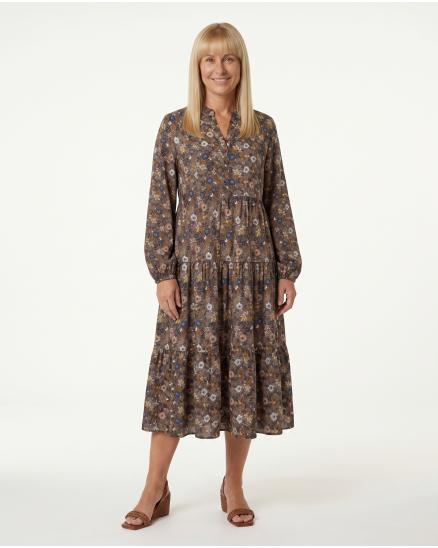 Kleid Blumenmuster in braun von Made in Italy