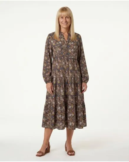 Kleid Blumenmuster in braun von Made in Italy