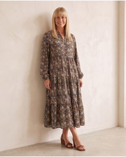 Kleid Blumenmuster in braun von Made in Italy