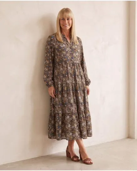 Kleid Blumenmuster in braun von Made in Italy