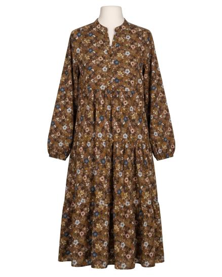Kleid Blumenmuster in cognac von Made in Italy