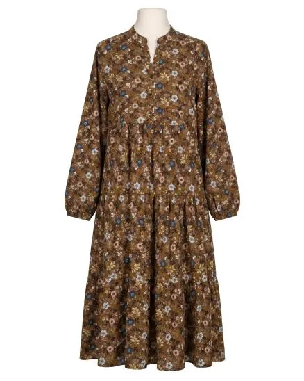 Kleid Blumenmuster in cognac von Made in Italy