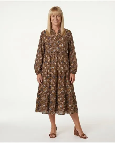 Kleid Blumenmuster in cognac von Made in Italy
